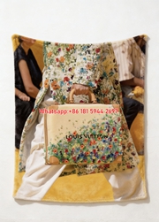 LV Floral Embroidered Blanket Monet's Garden Inspired Blanket 079